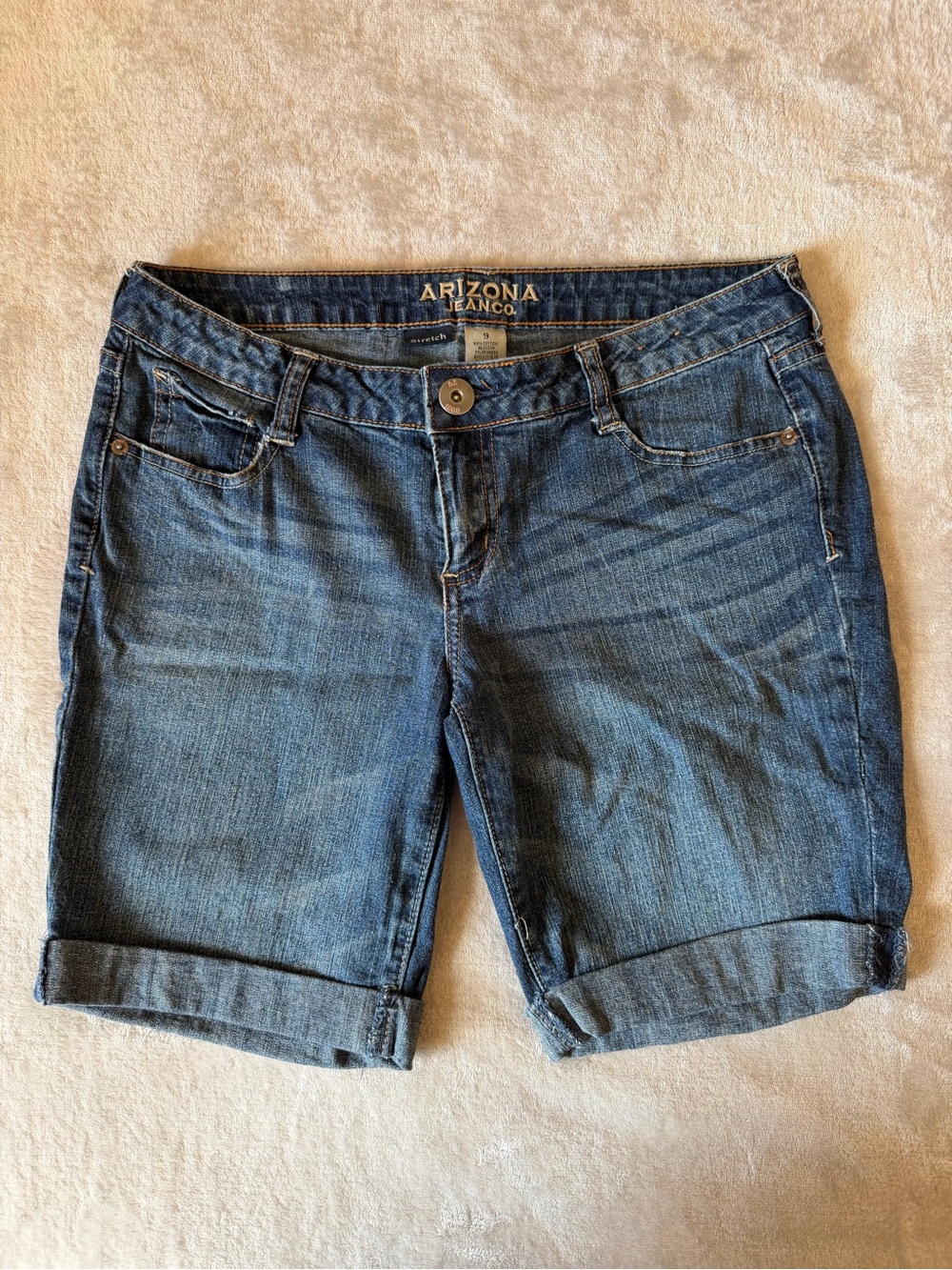 Arizona Jean Company Blue Denim Roll-Cuff Shorts